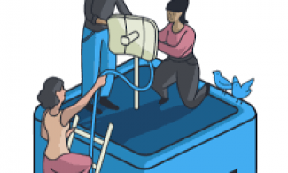 graphic of people placing a rooftop attenna.