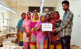 Members of a Bangladesh garment manufacturing worker co-op.