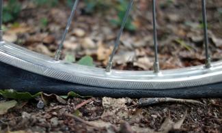 A flat bicycle tire.