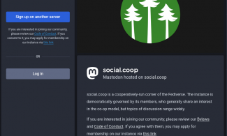 Screen capture of the Social.coop about page.
