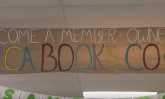 Banner reading "Become a member-owner with Orca Books Co-op