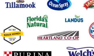 Ag co-op logos, including Ocean Spray, Tillamook, Welch's, and Purina.