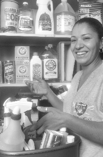 Claudia Zamora showing supplies
