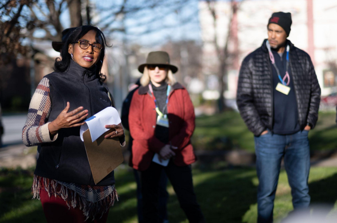 Equity Specialist Dr. Leslie McKesson facilitates conversation and learning during The Industrial Commons program, Hometown Walkabout.