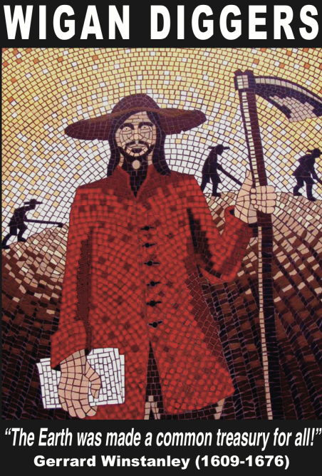 Wigan Diggers mosaic. "The Earth was mad a common treasury for all!"