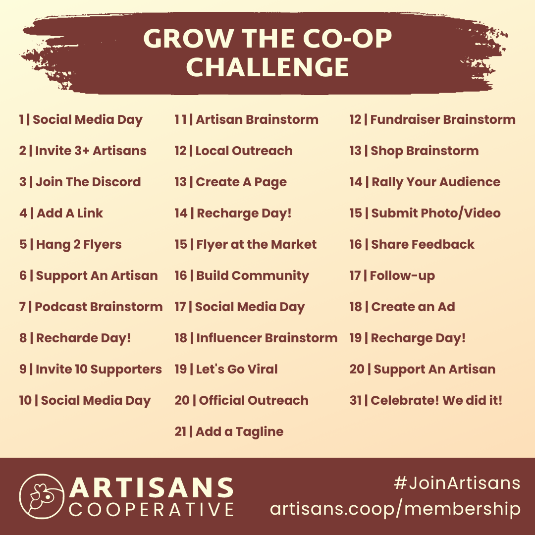 List of Grow the Co-op Challenges.