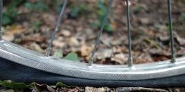 A flat bicycle tire.