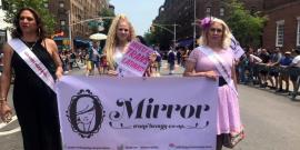 Mirror Trans Beauty Co-op members marching in a 2019 Pride parade.