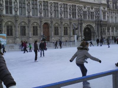 Ice Skating in from of Paris's City Hall (Hotel de Ville) and seat of Government The Image of Government